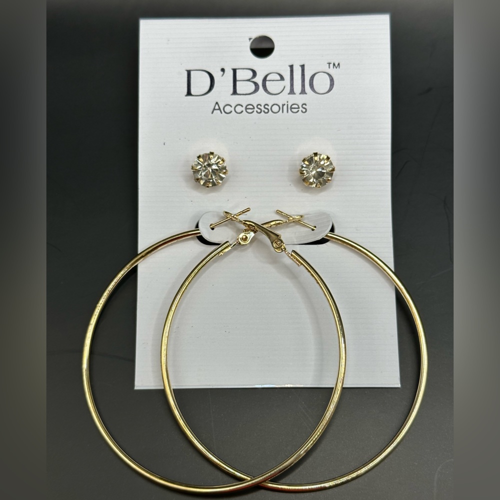 NEW!! D’Bello CZ Stud and Hoop set